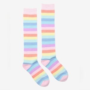 2 For $20 | Pastel Rainbow Striped Knee-High Socks